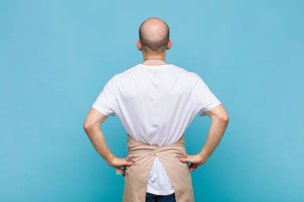 Bald Man Feeling Confused Full Doubts Questions Wondering Hands Hips — Stock Photo, Image