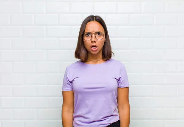 Latin Woman Looking Shocked Angry Annoyed Disappointed Open Mouthed Furious — Stock Photo, Image