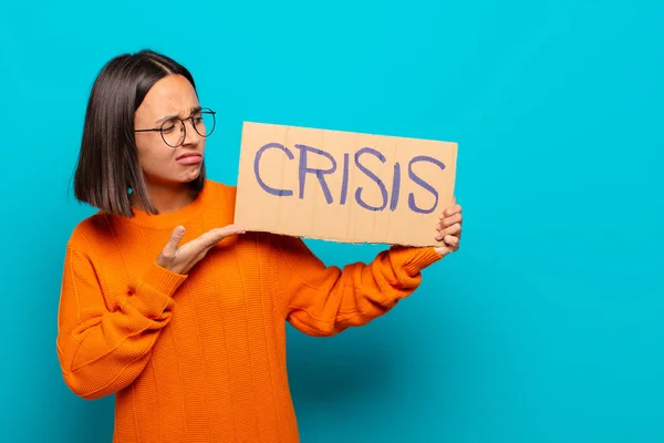 Mladá Latinská Žena Koncepce Krize — Stock fotografie