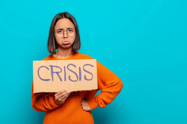 Young Latin Woman Crisis Concept — Stock Photo, Image