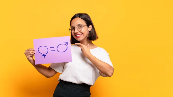 Concepto Igualdad Género Mujer Bonita Joven —  Fotos de Stock