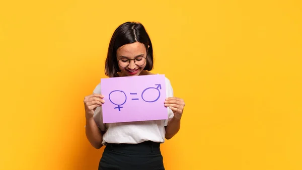 Concepto Igualdad Género Mujer Bonita Joven — Foto de Stock