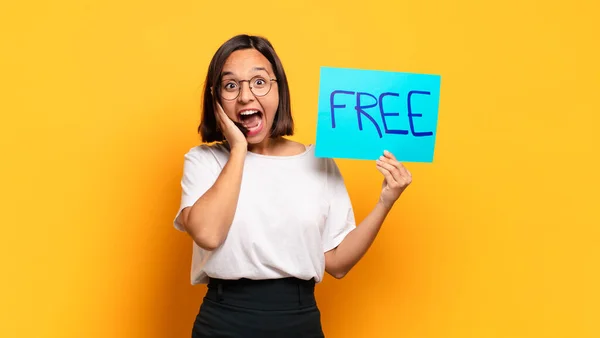 Young Pretty Woman Free Banner — Stock Photo, Image