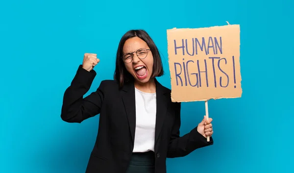 Young Pretty Businesswoman Activist Concept — Stock Photo, Image