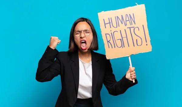 Young Pretty Businesswoman Activist Concept — Stock Photo, Image