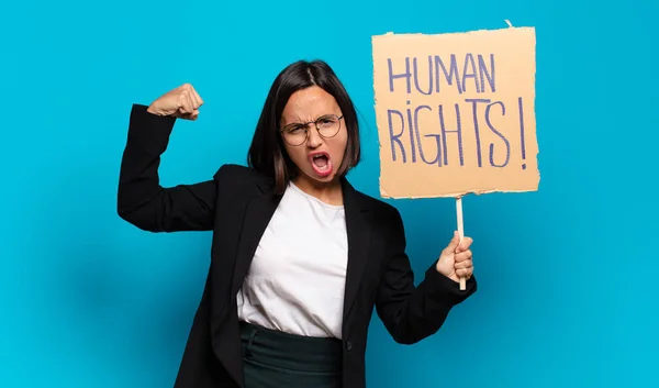 Young Pretty Businesswoman Activist Concept — Stock Photo, Image