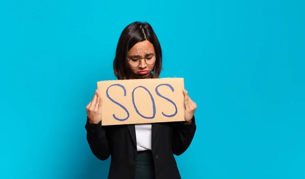 Young Pretty Businesswoman Needing Help — Stock Photo, Image