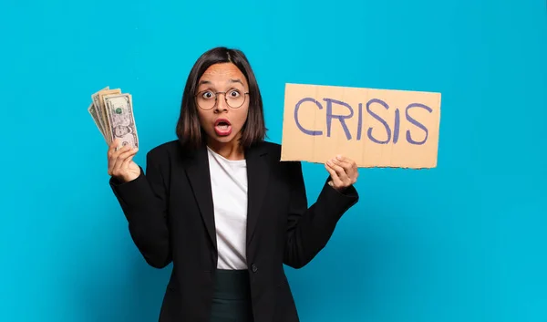 Young Pretty Businesswoman Crisis Concept — Stock Photo, Image