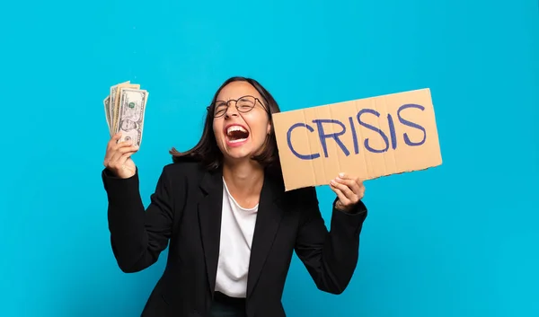 Conceito Crise Mulher Negócios Bonita Jovem — Fotografia de Stock