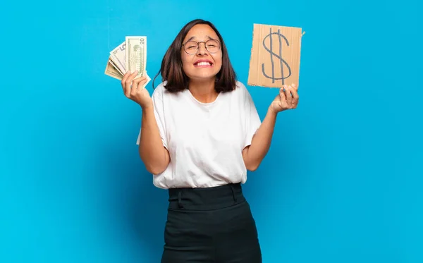 Young Pretty Woman Dollar Money Concept — Stock Photo, Image