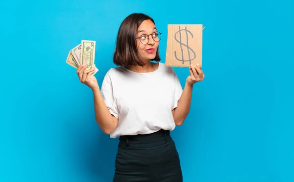 Young Pretty Woman Dollar Money Concept — Stock Photo, Image