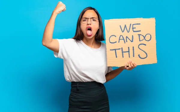 Jonge Mooie Vrouw Kunnen Dit Concept Doen — Stockfoto