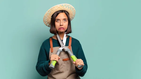 Ung Vacker Kvinna Jordbrukarkoncept — Stockfoto