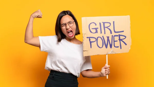 Joven Bonita Mujer Chica Poder Concepto — Foto de Stock