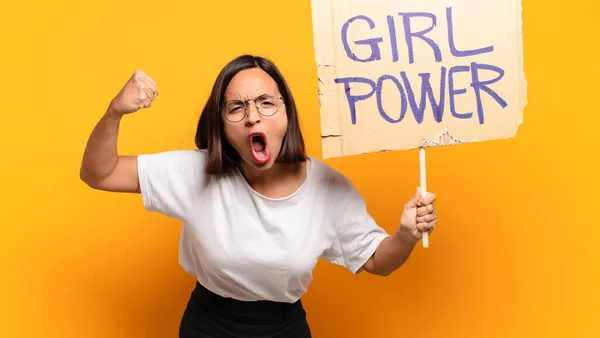 Junge Hübsche Frau Mädchen Power Konzept — Stockfoto