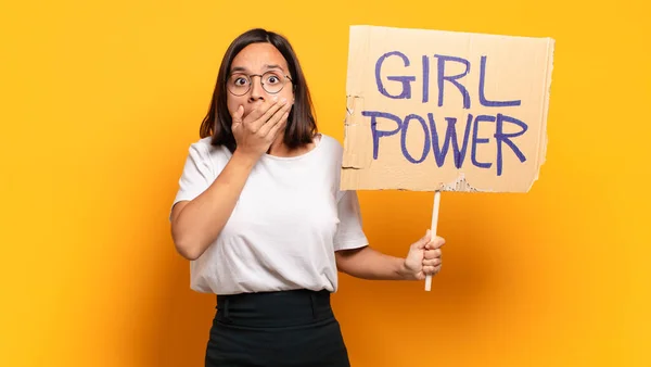 Jong Mooi Vrouw Meisje Macht Concept — Stockfoto