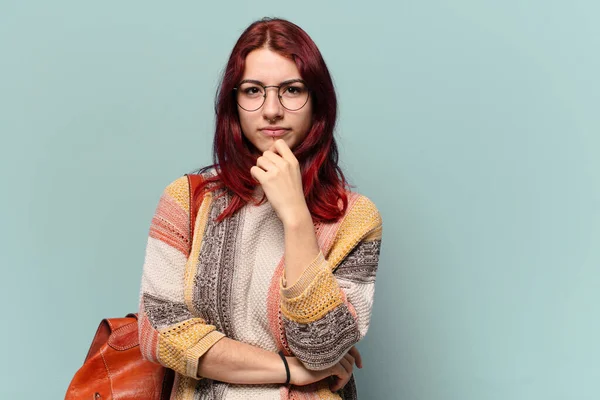 Pretty Hippie Student Woman Copy Space — Stock Photo, Image