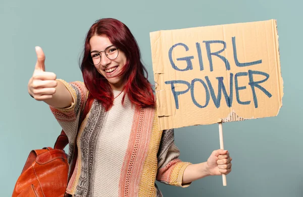 Hübsche Studentische Aktivistin Girl Power Konzept — Stockfoto