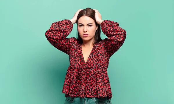 Young Pretty Casual Woman Feeling Frustrated Annoyed Sick Tired Failure — Stock Photo, Image