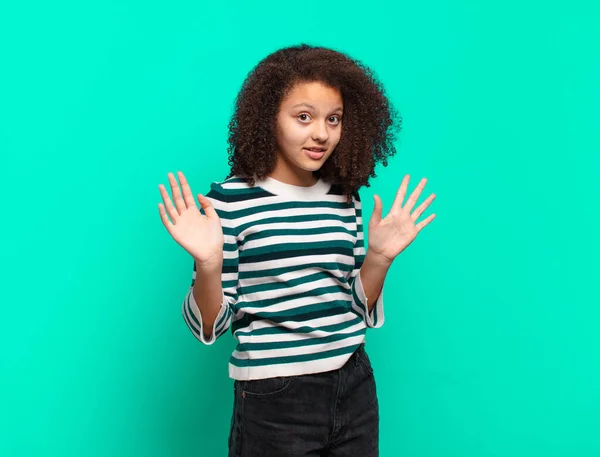 Girl Looking Nervous Anxious Concerned Saying Fault Didnt — Stock Photo, Image