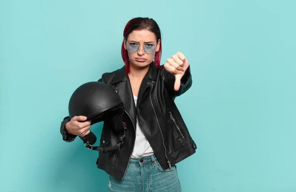 Young Attractive Red Hair Woman Feeling Cross Angry Annoyed Disappointed — Stock Photo, Image