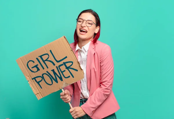 Red Hair Cool Woman Girl Power Concept — Stock Photo, Image