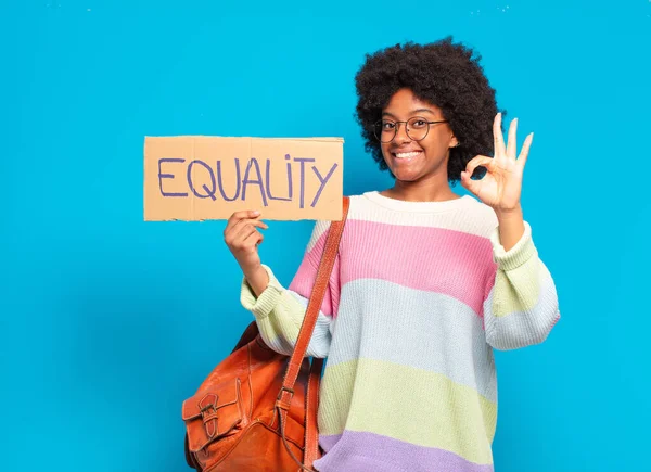 Young Pretty Afro Woman Equality Concept — Stock Photo, Image