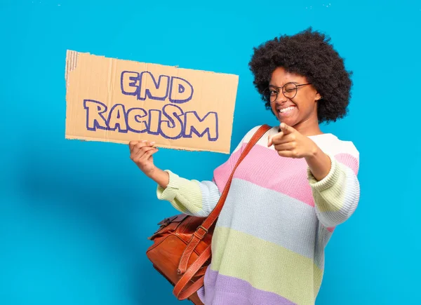 Young Pretty Afro Woman Equality Concept — Stock Photo, Image