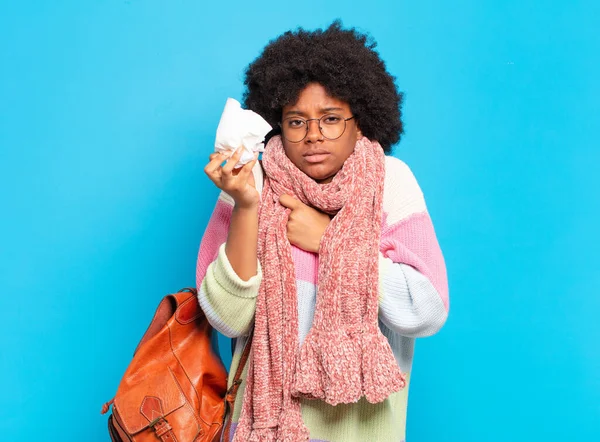 Joven Bastante Afro Mujer Gripe Enfermedad Concepto —  Fotos de Stock