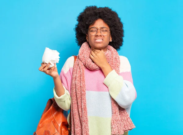 Junge Hübsche Afro Frau Grippe Oder Krankheit Konzept — Stockfoto