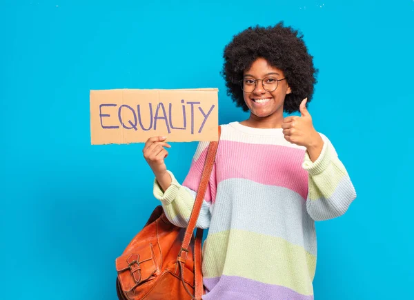 Young Pretty Afro Woman Equality Concept — Stock Photo, Image