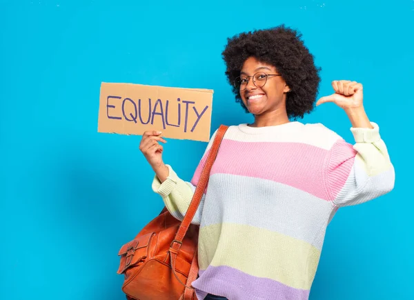 Young Pretty Afro Woman Equality Concept — Stock Photo, Image