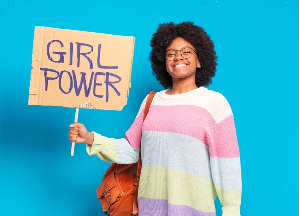 Junge Hübsche Afro Frau Mädchen Power Konzept — Stockfoto