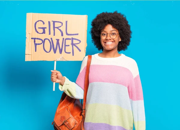 Junge Hübsche Afro Frau Mädchen Power Konzept — Stockfoto