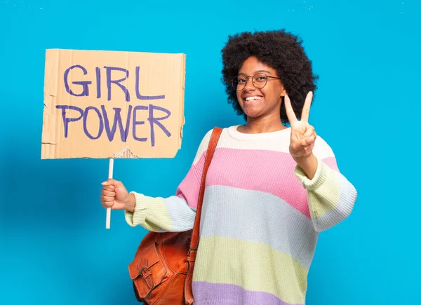 Junge Hübsche Afro Frau Mädchen Power Konzept — Stockfoto