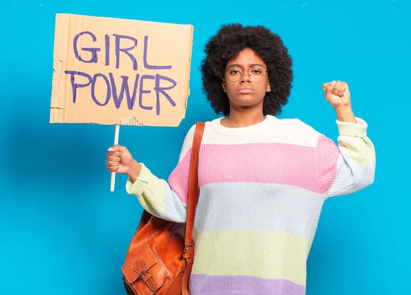 Junge Hübsche Afro Frau Mädchen Power Konzept — Stockfoto