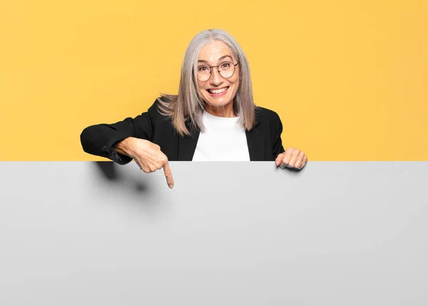 Pretty Senior Gray Hair Businesswoman Copy Space Place Your Concept — Stock Photo, Image