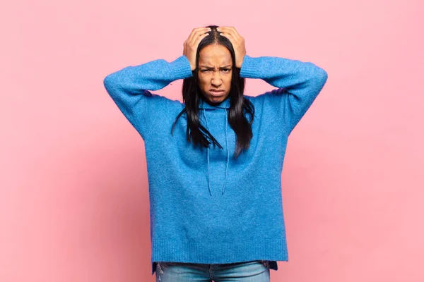 Junge Schwarze Frau Fühlt Sich Frustriert Und Genervt Hat Genug — Stockfoto