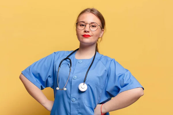 Young Pretty Woman Proud Expression Nurse Concept — Stock Fotó