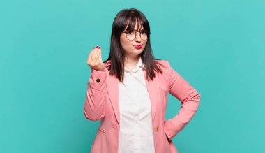 Genç iş kadını kapiş ya da para hareketi yapıyor, sana borçlarını ödemeni söylüyor.!