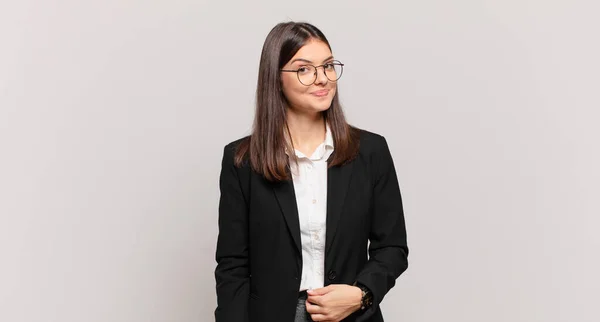 Young Business Woman Looking Proud Confident Cool Cheeky Arrogant Smiling — Stock Photo, Image