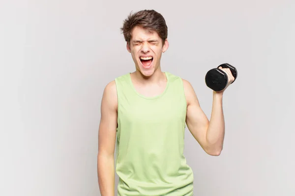 Niño Gritando Agresivamente Mirando Muy Enojado Frustrado Indignado Molesto Gritando — Foto de Stock