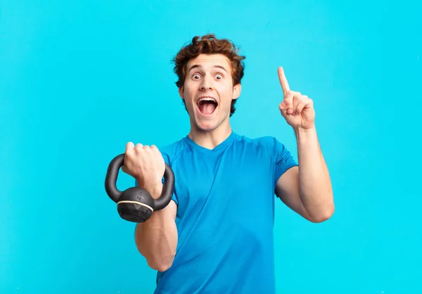 Young Sport Boy Feeling Happy Excited Genius Realizing Idea Cheerfully — Stock Photo, Image