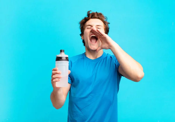 Sport Boy Feeling Happy Excited Positive Giving Big Shout Out — Stock Photo, Image