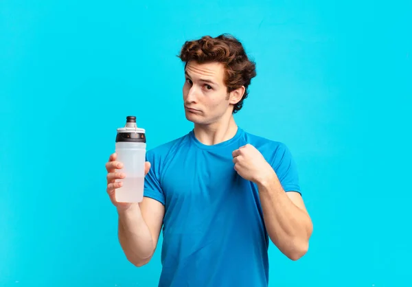 Sport Boy Looking Arrogant Successful Positive Proud Pointing Self Energy — Stock Photo, Image