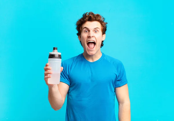 Sport Boy Shouting Aggressively Looking Very Angry Frustrated Outraged Annoyed — Stock Photo, Image