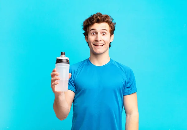 Sport Boy Looking Happy Pleasantly Surprised Excited Fascinated Shocked Expression — Stock Photo, Image