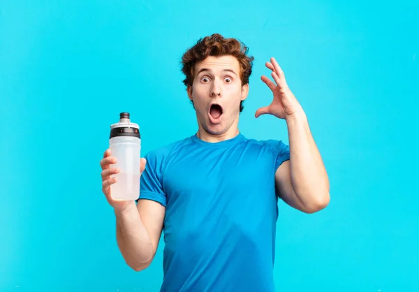 Sport Boy Screaming Hands Air Feeling Furious Frustrated Stressed Upset — Stock Photo, Image