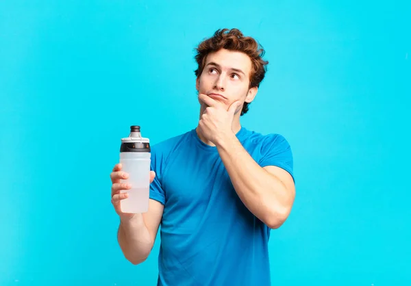 Sport Boy Thinking Feeling Doubtful Confused Different Options Wondering Which — Fotografia de Stock