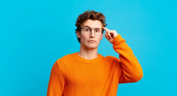 Young Handsome Boy Feeling Confused Puzzled Showing You Insane Crazy — Stock Photo, Image